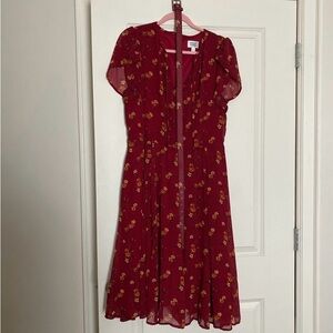 Unique Vintage Burgundy Floral Dress